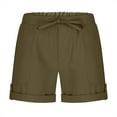 thumbnail image 6 of Girls Cotton Fashion Shorts New Girls Shorts Casual with Pockets Drawstring Elastic Waist Kids Plus Size Beach Vacation Summer Short Pants Army Green 160, 6 of 7