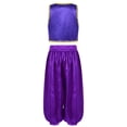 thumbnail image 2 of TiaoBug Kids Boys Arabian Prince Outfits Waistcoat Vest with Bloomers Holiday Belly Dance Pants Set Purple-A 16, 2 of 5