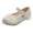 Beige, variant on Girls Mary Jane Dress Shoes Flower Decorated Hook and Loop Strap Lightweight Flat Sole Party Ballet Flats (Pink, 12 Months)