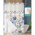 thumbnail image 2 of No Hook Shower Curtain with Snap in Liner, Summer Wildflowers Leaves Blue Floral Plants Watercolor Hotel Shower Curtains for Bathroom, Washable Shower Curtain Liner Set with Mesh Top Window, 72"x96", 2 of 6
