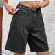 thumbnail image 3 of Pantalones cortos de mezclilla de talle alto hasta la rodilla for mujer pantalones cortos de cintura ajustable pantalones cortos de mezclilla largos Bermudas for niñas, 3 of 7