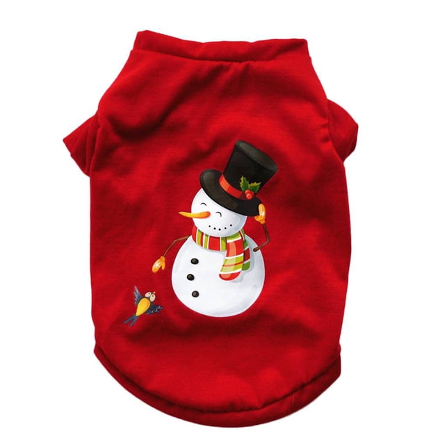Methold Mascota Perro Navidad Sudadera Cachorro Invierno Cálido Camiseta Abrigo Traje Ropa Muñeco De Nieve Impresión - XS Ropa para mascotas Rojo XS