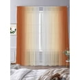 thumbnail image 3 of Sheer Curtains 96 Inches Long, Burnt Orange Ombre Light Filtering Window Curtains for Living Room, Modern Grey Gradient Farmhouse Art Rod Pocket Voile Sheer Curtain Drapes, 52"W x 96"L, 2 Panels, 3 of 8