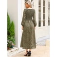thumbnail image 3 of DARING DIVA Floral Smocked Long Puff Sleeve A-Line Boho Maxi Dress XS Brown, 3 of 6