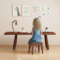 Small Wooden Step Stool for Kids Toddlers, Comfy Ottoman Foot Rest Stools for Under Office Desk at Work, Bench Chair for Bedroom, Living Room, Kitchen - Brown