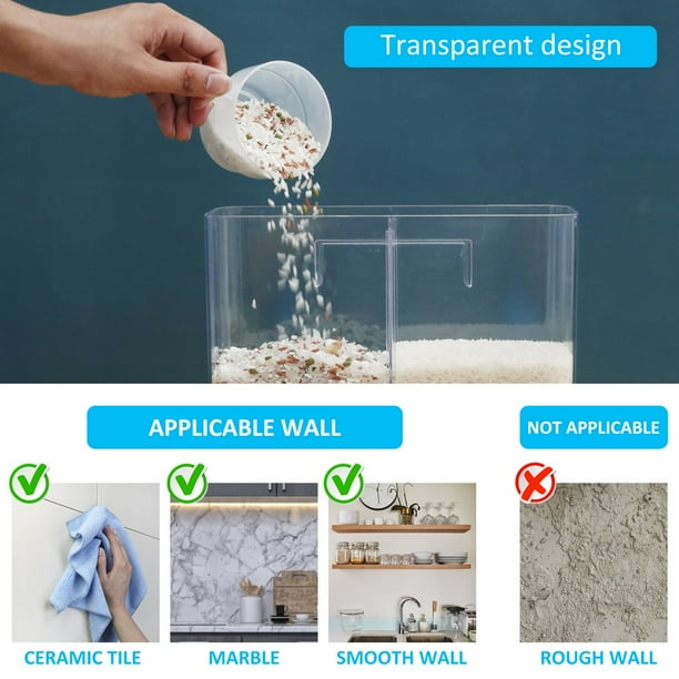 Wall Mounted Separate Rice Bucket Kitchen Cereal Dispenser Transparent Grain Jar Food Storage Box Container Sealed Tanks I318506312