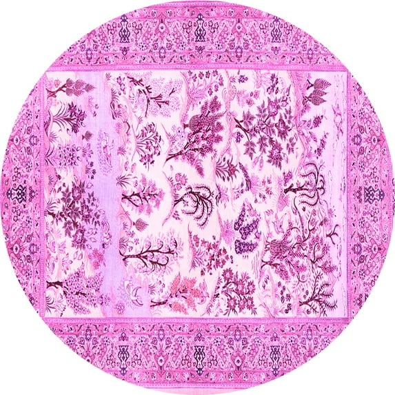 Ahgly Company Indoor Round Animal Pink Traditional Area Rugs, 3' Round
