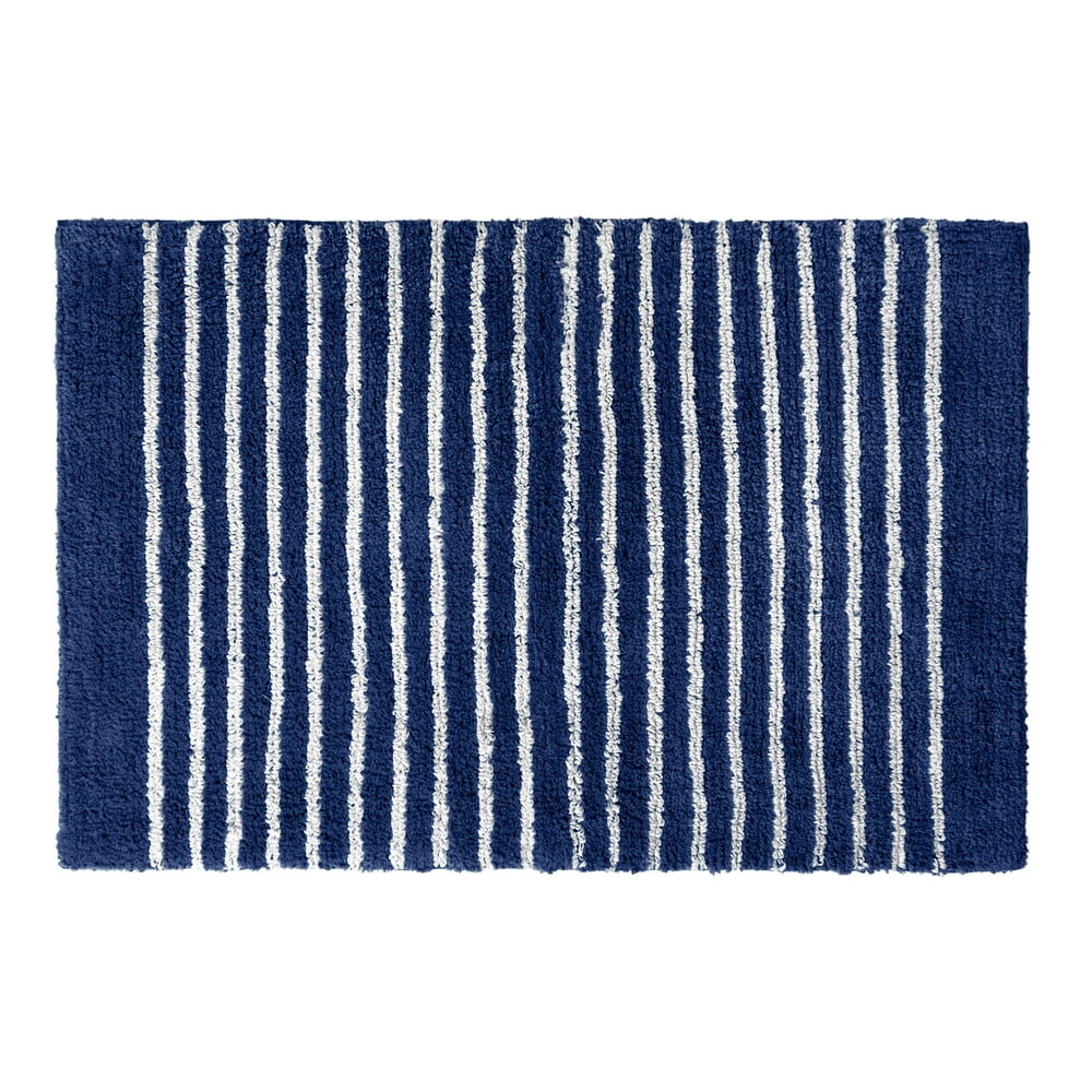 Gap Home Easy Stripe Reversible Cotton Bath Rug Navy/White 20"x30