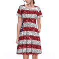 thumbnail image 1 of Fotbe Robe Motif Drapeau Américain Pailleté Décontractée Mode Femme Manches Courtes Robe Maxi Robe T-Shirt Rayée Longue à Blocs de Couleur, 1 of 6