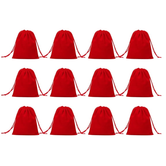 OUNONA 50pcs Small Velvet Jewelry Bags Red Drawstring Storage for Wedding Business Display