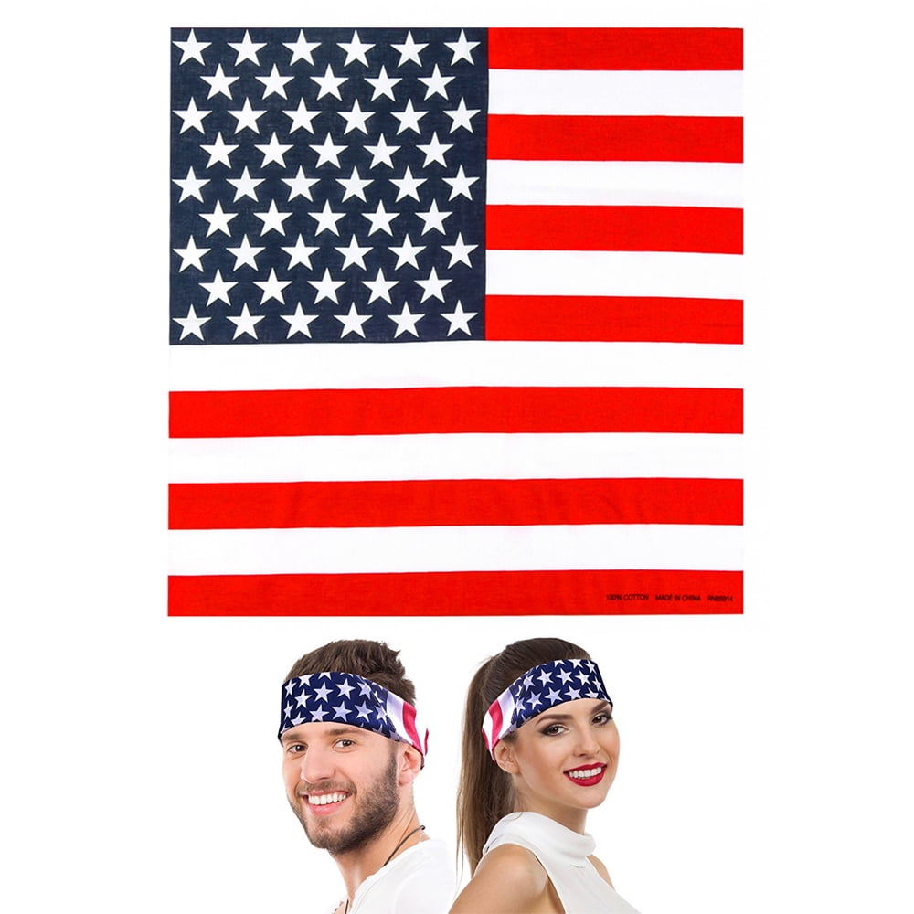 Details about   3 Bandanas Cotton Red,White & Blue American Flag Handkerchief Wrist Band