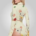 thumbnail image 4 of Cheese Mice Strawberries Women's Bodysuit Jumpsuit Mock Turtle Neck Long Sleeve TopsOne Piece Leotards Shirt Yoga Outfits, 4 of 8