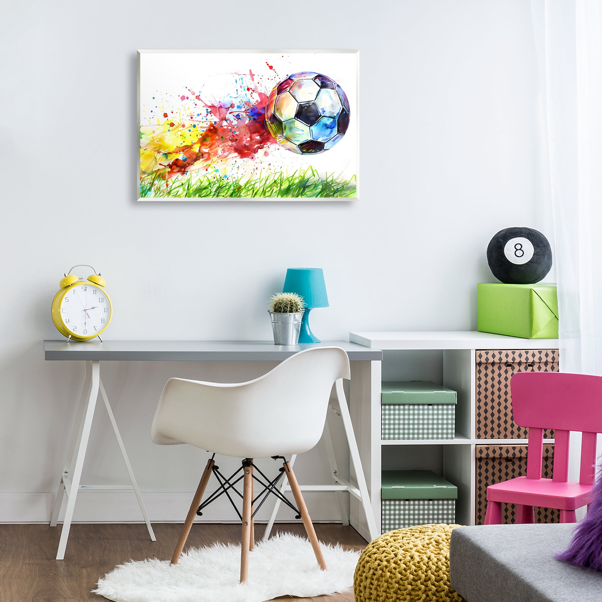 Stupell Industries Watercolor Soccer Ball in Motion Wall Plaque Art, design by Creative Studio