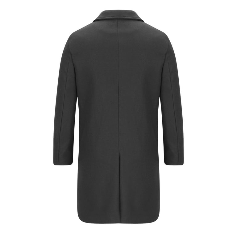 Njoeus Men's Mid Long Trench Coat Winter Long Jacket Woolen