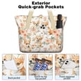 thumbnail image 2 of Tote Bag for Women - Corgi Dog and Flower Florals Shoulder Bag - Large Utility Work Duffle Bag with Zipper Handbag for Travel, Work, Sprots, 2 of 5