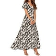 thumbnail image 2 of GXIPO Women's Elegant Floral Maxi Dress Empire Waist Flowy Chiffon Dress Semi-Formal Wedding Guest Dress for Summer Beige XL, 2 of 6
