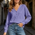 thumbnail image 6 of Sevevn Women's V Neck Half Button Sweatshirt Long Sleeve Loose Pullover Top with Front Pocket Purple S, 6 of 9