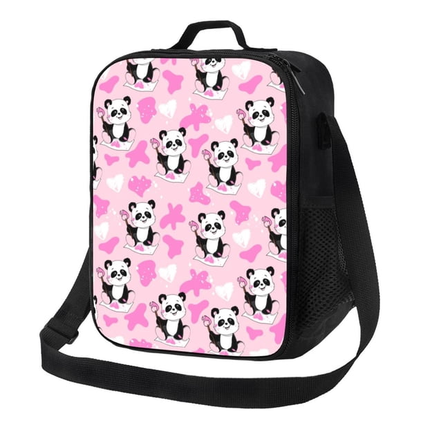 Fotbe Funny Panda Draws A Heart Lonchera Bolsa de Almuerzo para Hombres y Mujeres, Lonchera de Gran Capacidad, Bolsa de Almuerzo Reutilizable, Bolsa Térmica Aislante