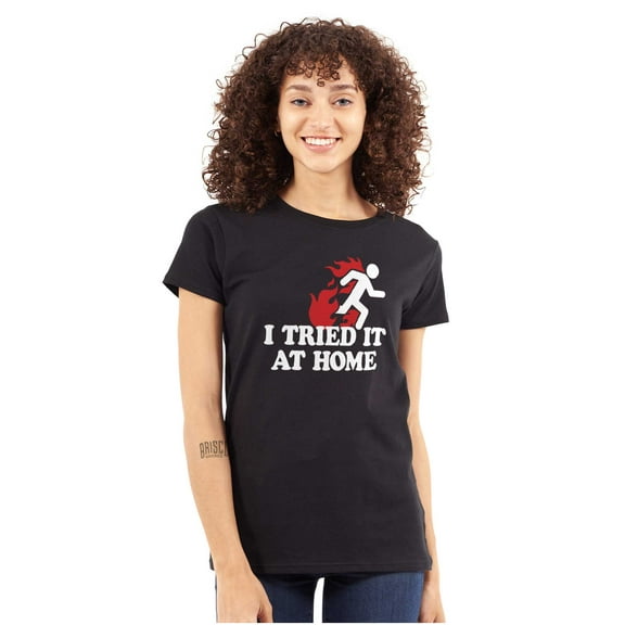 Tried It Home Nerd Science Project Womens Slim Fit Graphic Tee Brisco Brands S