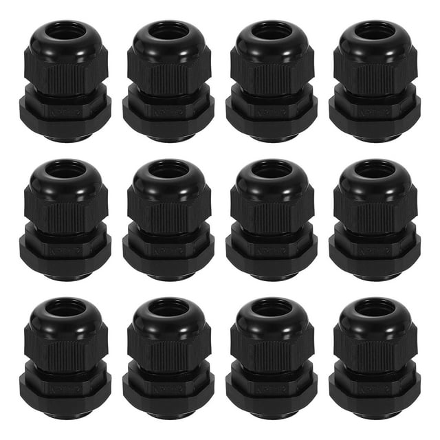 Paquete de 12 pasacables de nailon NPT 1/2", grommet de cable ajustable a prueba de agua, negro