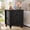 Black, variant on Natural Wood Nightstand with Charging Station, Scalloped Bedside Table with 2 Smooth Drawers, Modern End Table with Solid Wooden Legs for Bedroom and Small Spaces