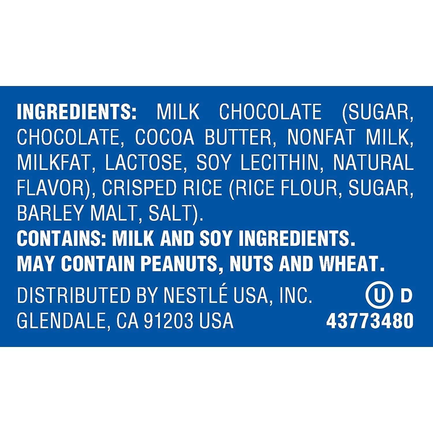 Fun Size Chocolate Bar - Creamy Milk Chocolate and Crisped Rice - Individually wrapped Fun Size Candy bars – Bulk Pack (3 Pound)