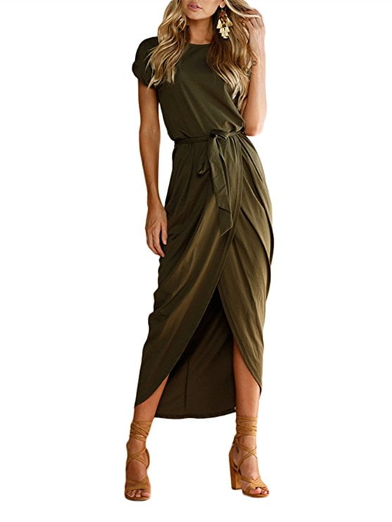 solid color wrap dress