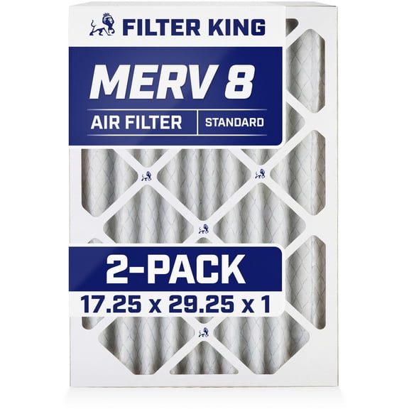 Filter King 17.25x29.25x1 Air Filter | 2-PACK | MERV 8 HVAC Pleated A/C Furnace Filters | MADE IN USA | Actual Size: 17.25 x 29.25 x .75"
