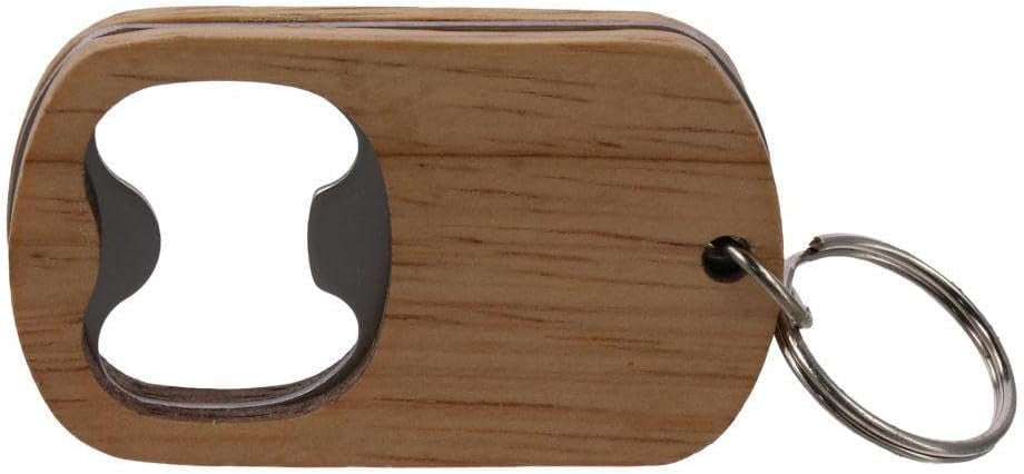 MKEUDQ-8Pcs Wooden Keychain Bottle Opener Blanks Wood Engraving Key Chain Unfinished Key Tag for DIY Craft Party Supplies