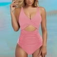 thumbnail image 3 of Bpmpbo Summer Women's Solid Color One-Piece Swimsuits With Push Up Abdominal Control Swimsuit on Clearance, 3 of 8