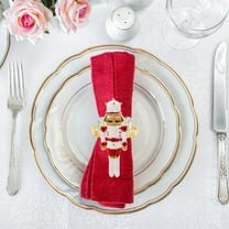 FELTECHELECTR Nutcracker Napkin Rings 4Pcs in White for Christmas Dinner Table Decoration