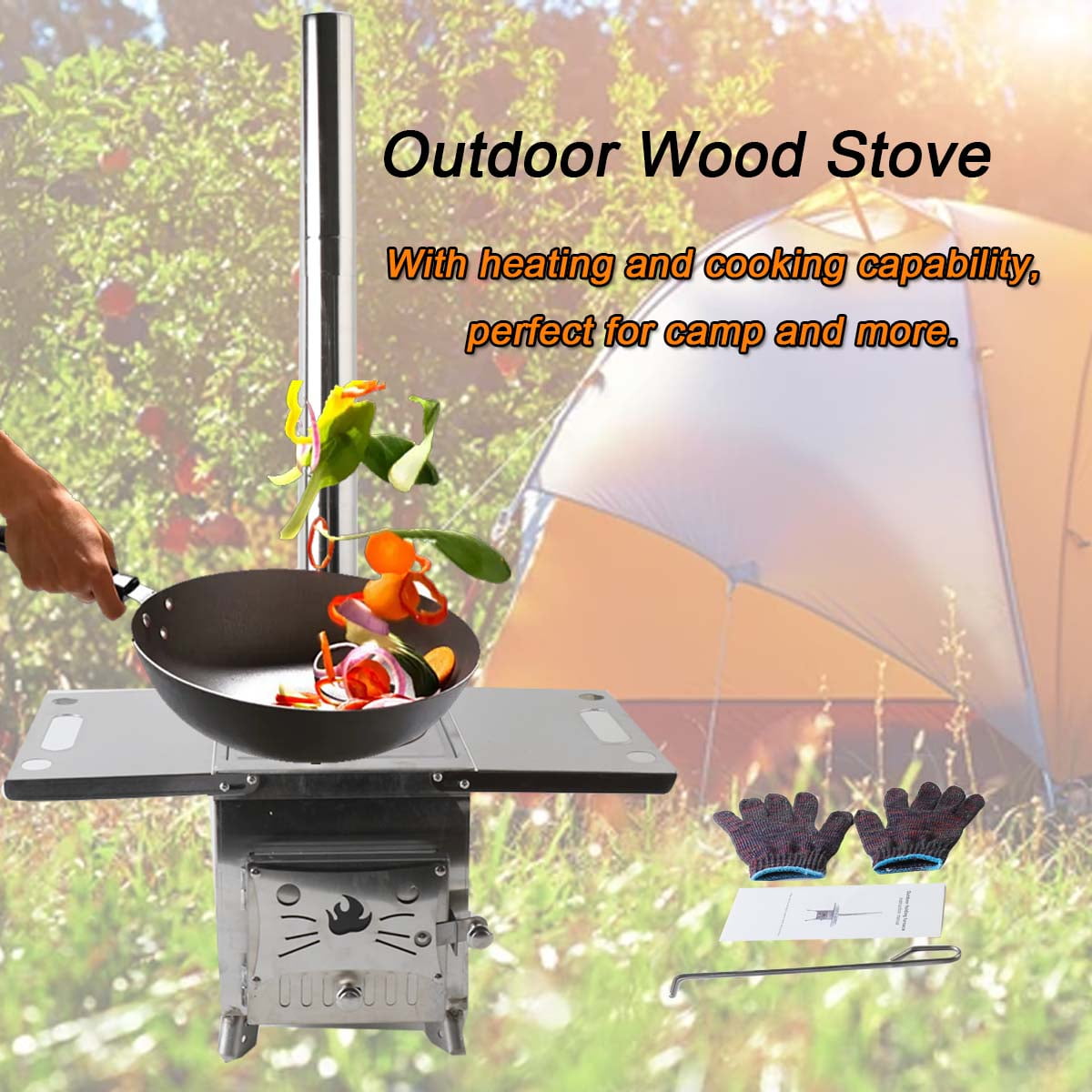 Portable Camp Stove Winter Hot Tent Camping Wood Stove Outdoor Burning