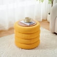 thumbnail image 4 of Wimarsbon Round Storage Ottoman, Modern Sherpa Footstool, Teddy Vanity Stool with Flip-Top Tray, Makeup Chair for Home Decor, Upholstered Footrest for Living Room & Bedroom (Yellow), 4 of 15