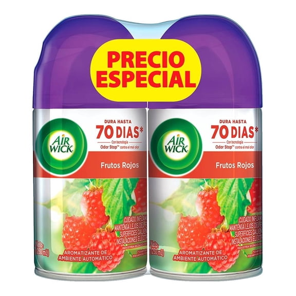 Repuesto de aromatizante ambiental Air Wick Freshmatic frutos rojos 2 pzas de 250 ml c/u