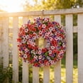 thumbnail image 1 of Guirnalda artificial de eucalipto y violetas – Guirnalda floral de follaje realista para la decoración del hogar en primavera y verano, para colgar en la puerta principal, estilo rústico., 1 of 6