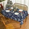 thumbnail image 5 of Christmas Tablecloth 60×60 Inch Square, Blue Snow Washable Table Cover for Party Picnic Dinner Decor, 5 of 6