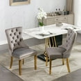 thumbnail image 5 of Dining Room Chairs with Velvet Fabric Dining Chairs with Golden Stainless Steel Plating Legs, Backrest and Button Velvet Fabric Design,Luxury Home Furniture for Dining Room(Gray Set of 2), 5 of 11