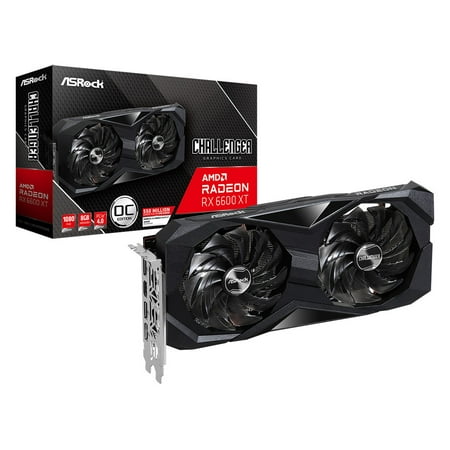 ASRock AMD Radeon RX 6600 XT Challenger D 8GB OC Graphic Card, 3 x DisplayPort, 1 x HDMI, 8GB 128bit GDDR6, Striped Axial Fan, ‎Ultra-fit Heat pipe, Stylish Metal Backplate, (RX6600XT CLD 8GO)