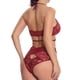 thumbnail image 3 of Conjunto de ropa interior de malla de encaje para mujer, lencería sexy, ropa de dormir, rojo vino, XXL tholdsy XX000073-20, 3 of 7