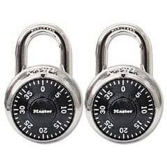 Master Lock MLK1500T COMBINATION LOCK, STAINLESS STEEL, 1-7/8" WIDE, BLACK DIAL, 2/PACKFull Carton Of:16 PK