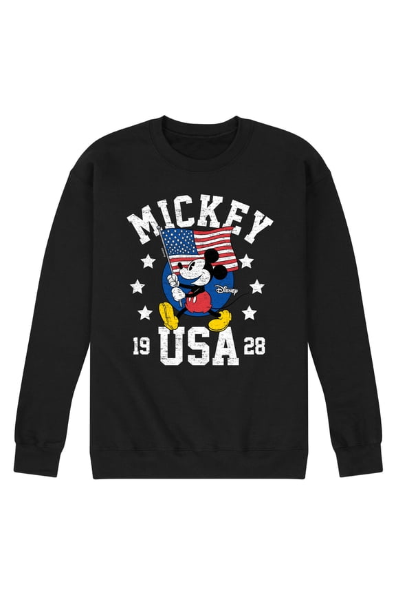 - Mickey Waving Flag USA - Men's Crew Neck Fleece Pullover