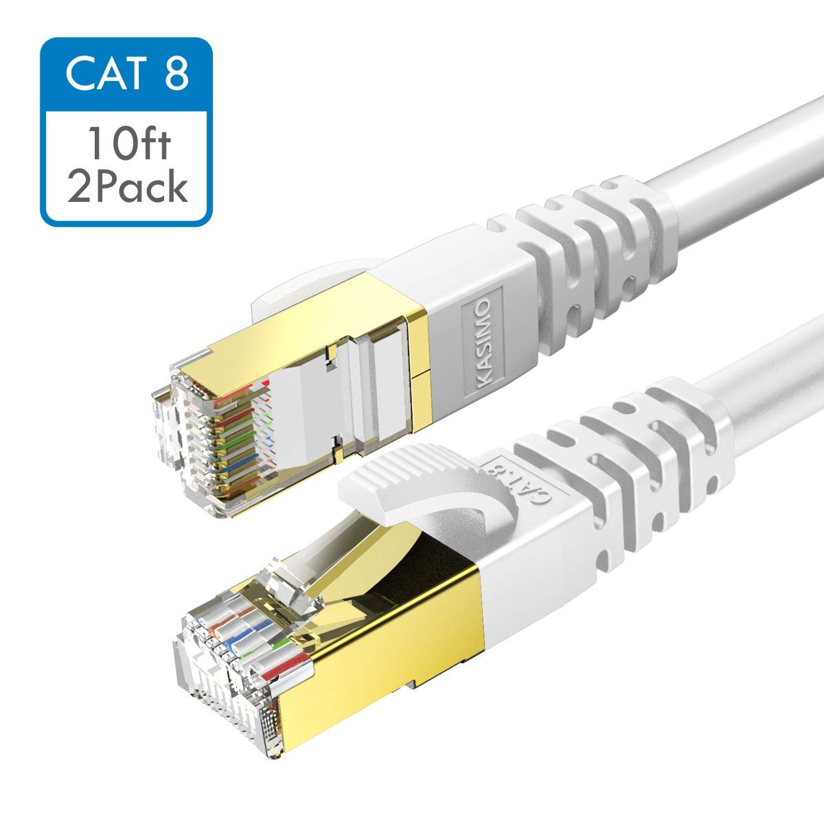 KASIMO 10 ft 2 Pack CAT 8 Cable Fastest Network