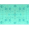 thumbnail image 1 of Ahgly Company Indoor Rectangle Oriental Turquoise Blue Traditional Area Rugs, 2' x 4', 1 of 4