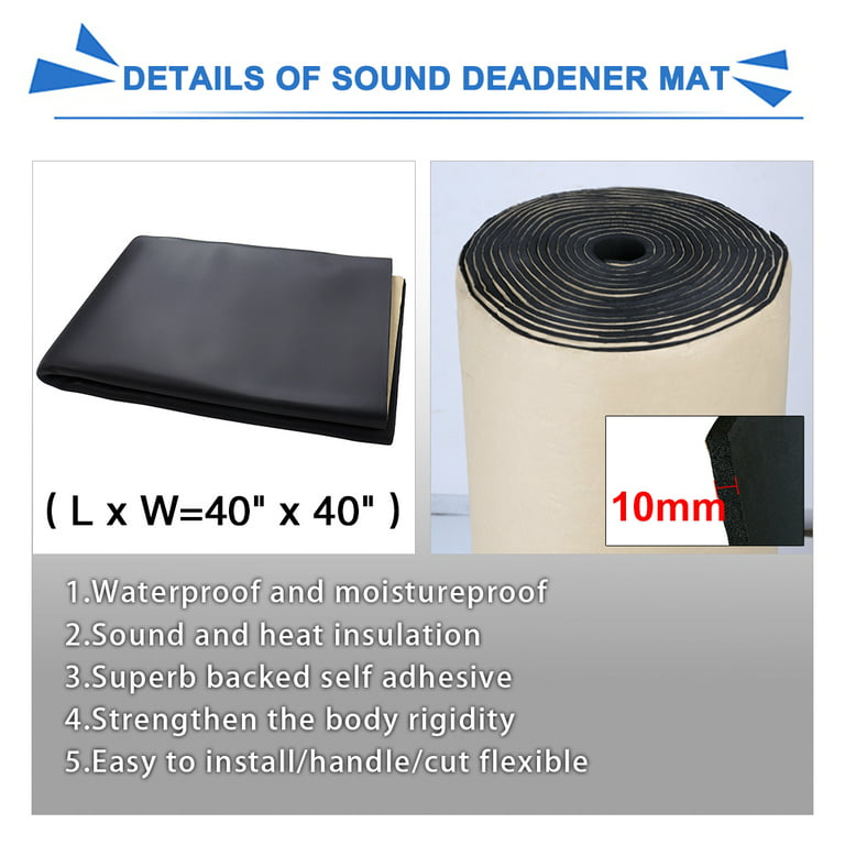 394mil 10mm 10.76sqft Car Fender Engine Sound Insulation Deadener Mat 