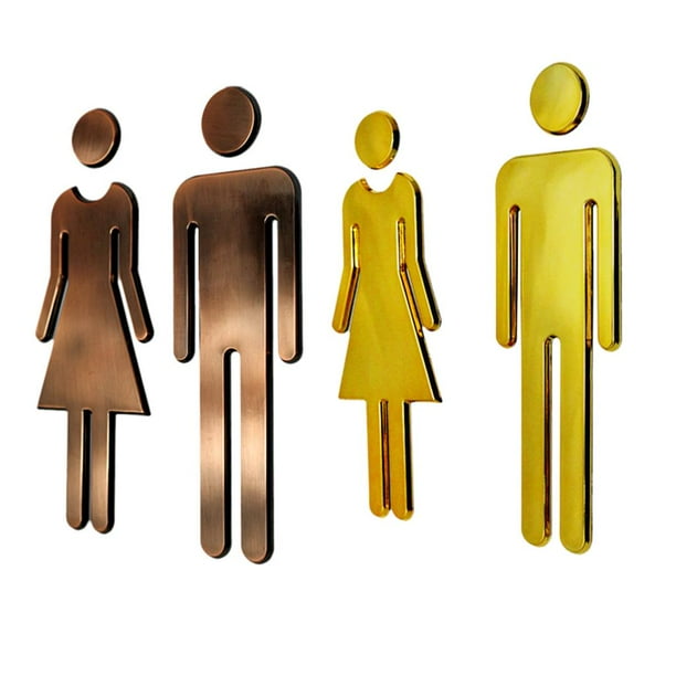 Wc singae placa,Hombre Mujeres Etiquetas engañosas Signas,Señales de retrete macho hembra,Plata de señalización de baño,Señales de baño pegatinas