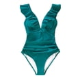 thumbnail image 1 of Women's V Neck One Piece Swimsuit Ruffled Lace Up Monokini, 1 of 3