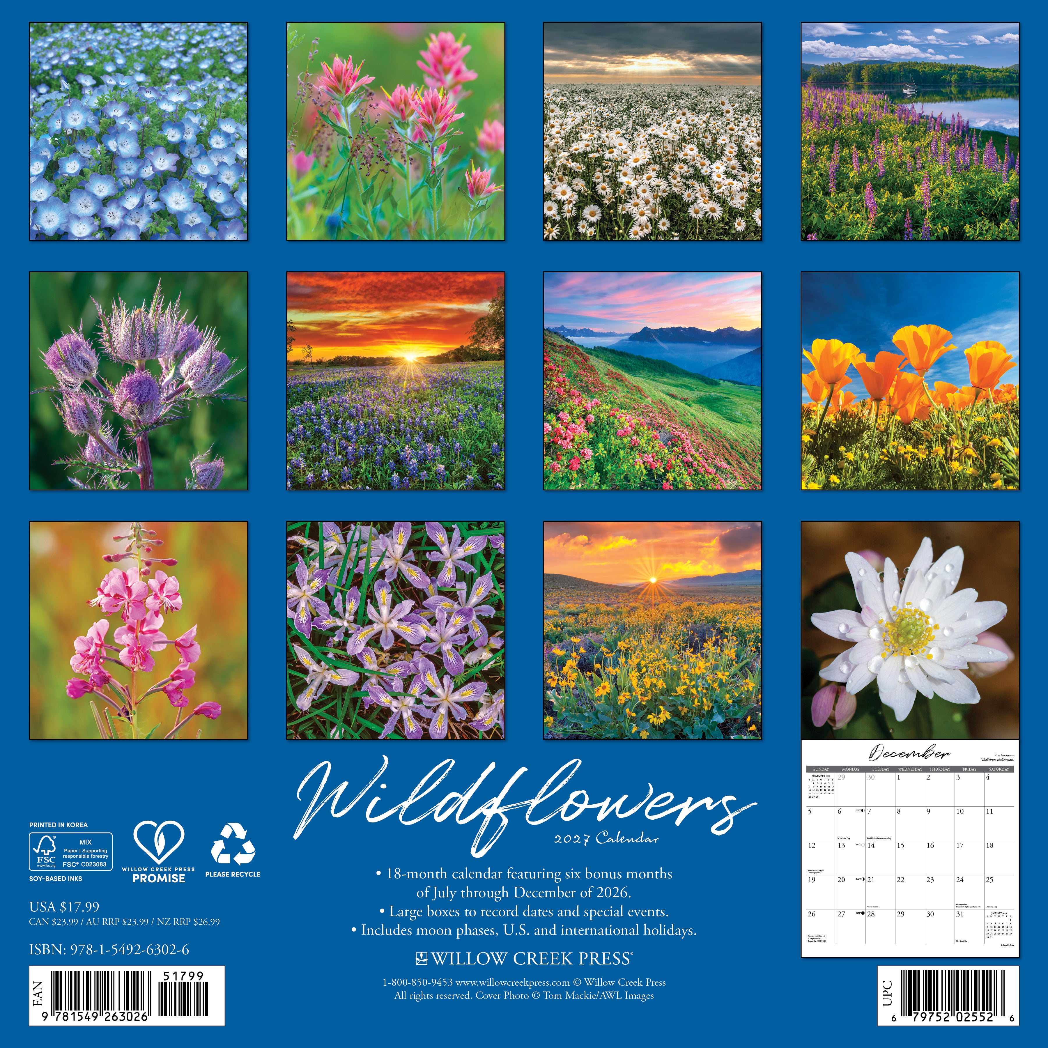 Willow Creek Press, Wildflowers 2027 Wall Calendar
