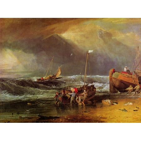 - Framed Art for Your Wall Turner, Joseph Mallord William - Beach scene with fishermen pulling a boat 10 x 13 Frame