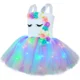 thumbnail image 5 of Vestido de princesa unicornio con tutú para niñas, vestido de tul con flores iluminadas con LED, ropa de fiesta de cumpleaños, disfraz de Halloween para niños, vestido, 5 of 5