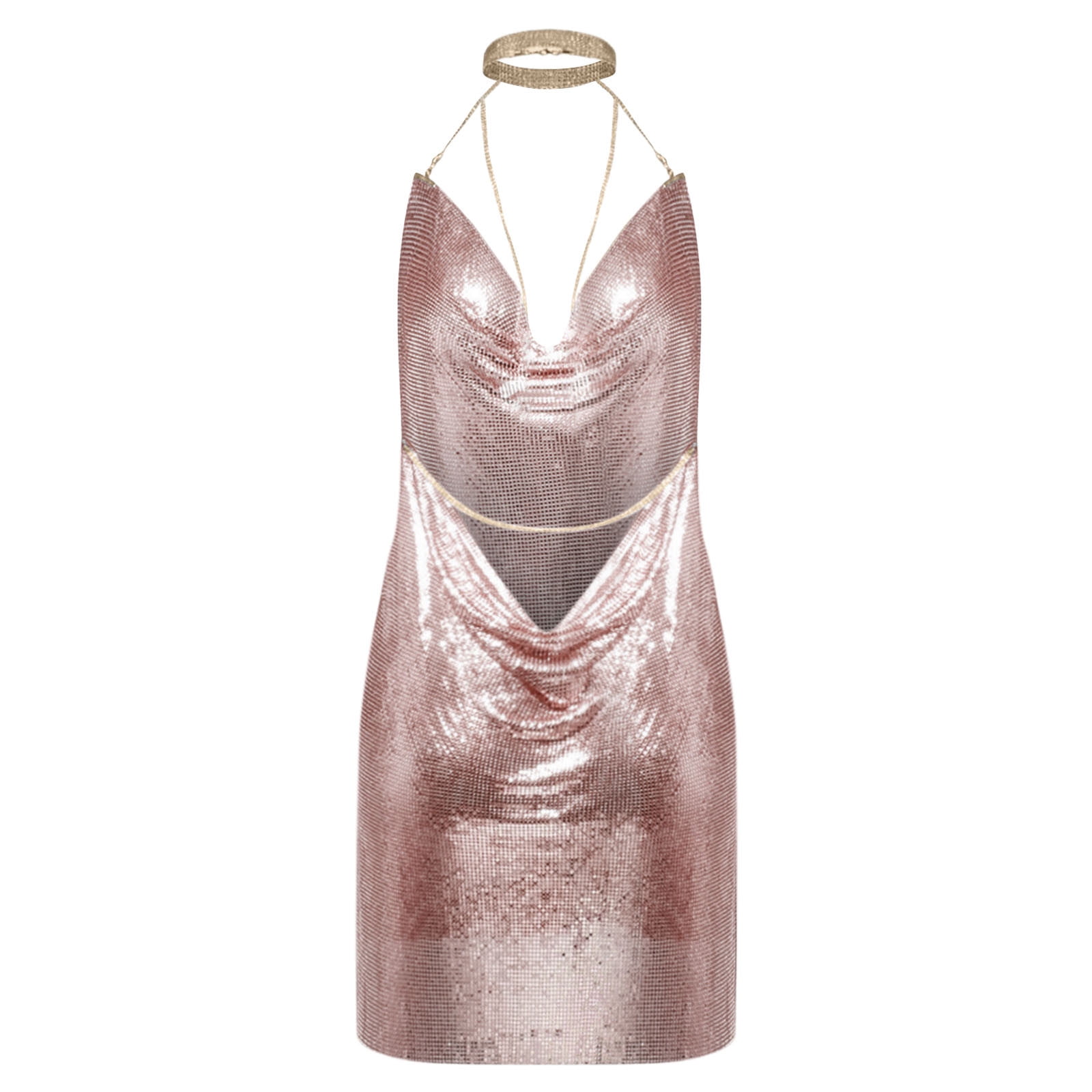 Women Sexy Halter Mini Dress Y2K Low Cut Mini Dress Sleeveless